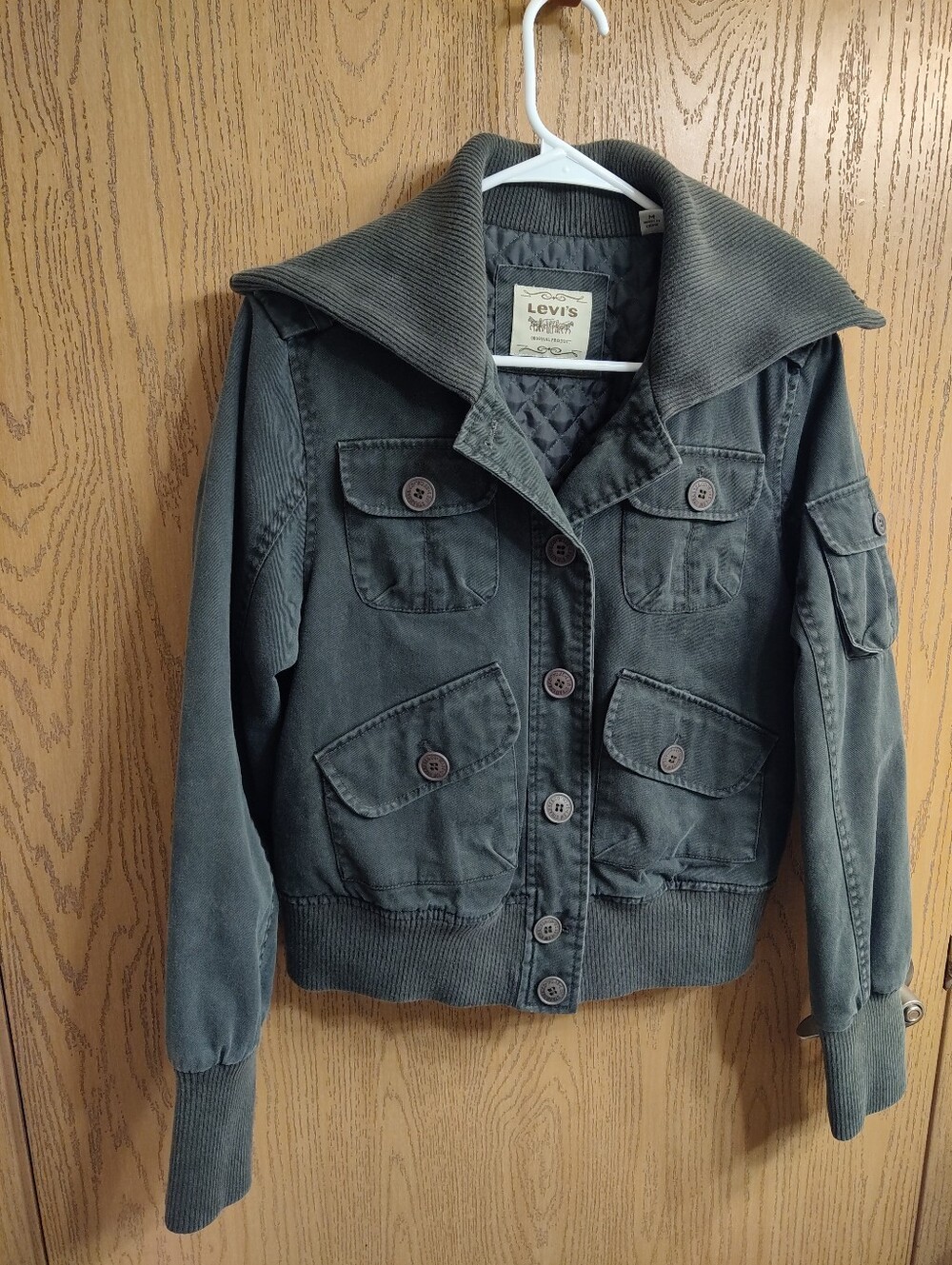 Levi's Dark Charcoal Green Utility Jacket with Quilted Interior